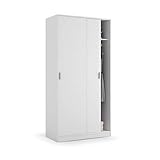 armario dos puertas barato Las medidas del armario Max son: 100 cm (ancho) x 200 cm (alto) x 50 cm de fondo.  El armario ropero incluye un perchero y un estante superior para distribuir las prendas de una forma sencilla y práctica.