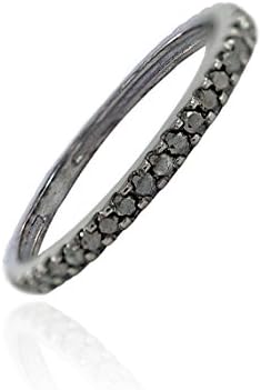 black Diamond ring band 925 sterling silver engagement wedding ring jewelry