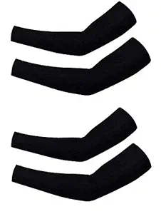 Ekan Cotton Arm Sleeves for Sun Protection 1 Pair Full Arm Sleeves, 25 Grams, Black, Pack of 1