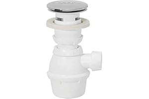 Wirquin 30723999 Ensemble complet vidage pour lavabo avec trop-plein intégré et bonde clapet Quick-Clac, blanc et chromé
