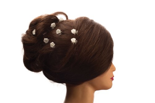 10 x Haarklammern Röschen – Brauthaarschmuck – Rosen Haarklammer – weiss - 4