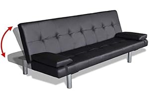 Bagno Italia Divano Letto Moderno 3 posti Ecopelle reclinabile Nero Soggiorno Sofa Modello Jenny I