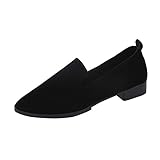 Yvelands Damen Slip On Flache Sandalen Freizeitschuhe Feste Mode Loafer(  Schwarz,39 EU)