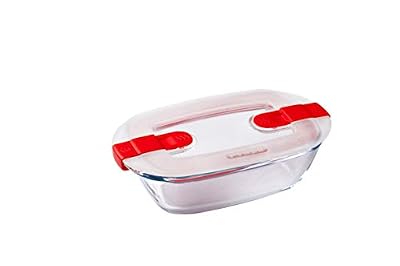 Pyrex - Cook&Heat - Plat Rectangulaire en Verre avec Couvercle Hermétique Spécial Micro-Ondes – Boîte de Conservation – Cuisinez au Four, Conservez et Réchauffez