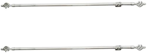 Set 2 Pezzi Batons Extendable Curtain Wrought Iron - 120 x 210 cm - Cream