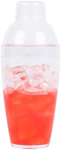 Fineline CLEAR 14 oz Plastic Cocktail / Bar Shaker, 1 EACH w/ FDL Party Picks by Quenchers