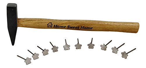 Geschenkset „Hammer & Nägel“ – zur Einweihung / Richtfest / Umzug / Hausbau / Einzug / Hauskauf / Nachbarschaft – Geschenk für gute Nachbarn und Freunde – Schlosserhammer 200g mit Holzstiel + 10 Blumennägel - 9
