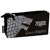 Producto escolar Juego de Tronos - Estuche portatodo triple, Negro/Gris, 22 x 12 x 3.5 cm