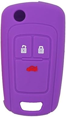 Fassport Silicone Cover Skin Jacket fit for BUICK CHEVROLET 3 Button Flip Remote Key Hollow Texture CV9602 Purple