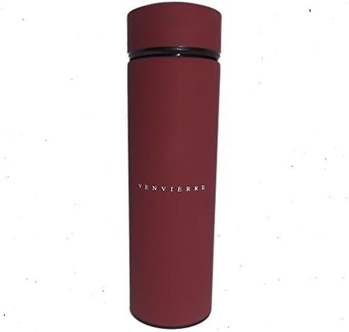 VENVIERRE Original Water Bottle &amp; Vacuum Flask | Stainless Steel Double-Walled Insulated Sleek &amp; Stylish Water Bottle &amp; Coffee Flask For Both Hot &amp; Cold Liquids With 2 in 1 Tea/Fruit Infuser | 450ml/15.8oz (Garnet)