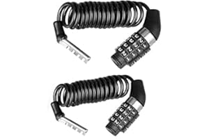 GYWHOOFT 2 Pezzi Blocca Casco Moto Antifurto 4 Cifre Portatile per Bicicletta MTB Monopattino Elettrico, Lucchetto 100cm Nero