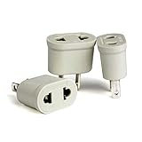 Farbe: weiß; Gewicht: je 10g Ytian 3Pcs Reisestecker Adapter DE/EU Buchse auf US 2Pin Stecher Amerika Kanada Japan China Mexiko Thailand Taiwan Brasilien Philippinen usw. 2 Pin Reiseadapter (weiß)