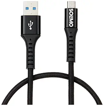 Amazon Brand - Solimo Charging Braided Micro USB Data Cable, Suitable For All Supported Mobile Phones (1.5 Meter, Black)