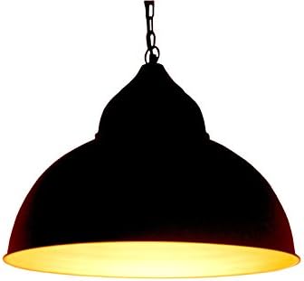 Lamps and Light, Iron, New Round Hanging Lamp Shade, Industrial Lamp, Decorative Indoor Light for Loft Bar, Kitchen, Dining Room, Restaurant, Study Room, Café with Painted, 52 x 52 x 39 cm, Black inside Gold