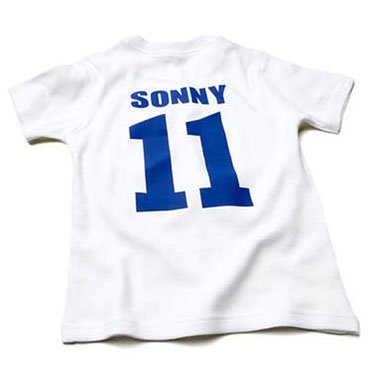 Personalised Baby/Kids T-shirt - White Short Sleeve (Footy),6-12 months