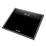 Salter Compact Digital Bathroom Scales - Toughened Glass, Measure Body Weight Metric / Imperial, Easy to Read Digital Display, Instant Precise Reading w/ Step-On Feature, 15Yr Guarantee - Black
