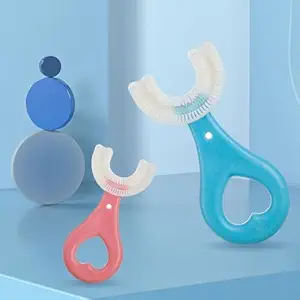 Skylike U Shaped Toothbrush for Kids Manual Whitening Toothbrush Silicone Brush Head for Kids Children Infant Toothbrush For 2-6 Years Mouth-Cleaning (Multicolor, Pack of 2)