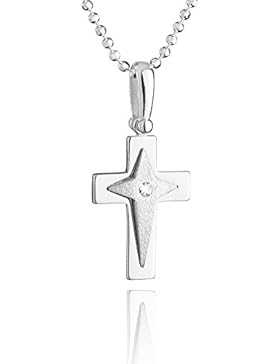 fish - Jungen, Mädchen-Silberkette Sterlingsilber 925 Swarovski Elements Kreuz Anhänger