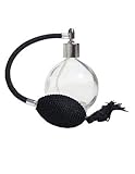 Black Round Empty Refillable Perfume Glass Bottle Spray Atomizer, 78ml, with Black Tassel Sprayer and Silver Fitting. Funnel Included