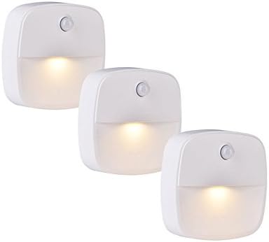 Stick-On Motion Sensor Light, Toogel Warm White LED Night Light, Battery-Powered, Energy Efficient, for Bedroom, Kitchen, Hallway, Stairs, Closet - 3 Pack