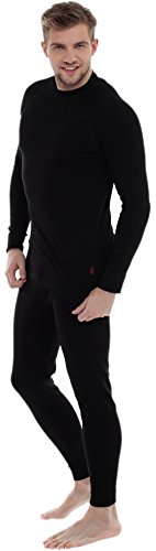 Biancheria Intima Termica Set Camicia Maniche Lunghe & Lunghe Mutande per Uomo Modello: HR052 SILVERPLUS (Nero, XXL)