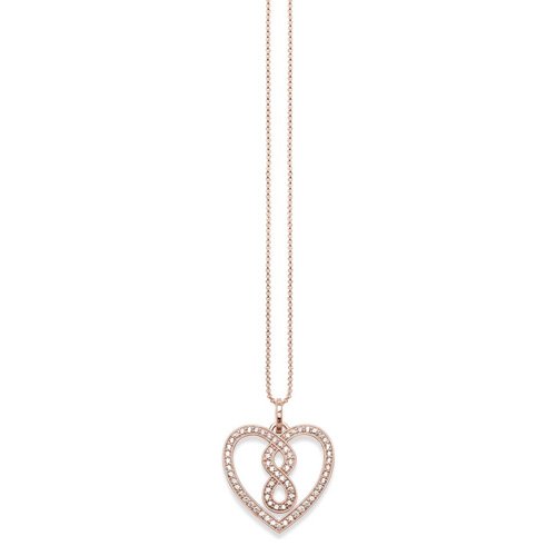 THOMAS SABO Unisex-Kette mit Anhänger Roségld. 40-45cm Unend.-Herz 925 Silber Zirkonia weiß 0.1 cm – KE1497-416-14-L45v