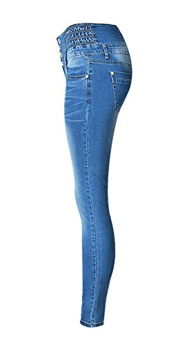 iRachel Damen High Waist Jeanshose Denim Hose Skinny Jeans Hosen - 3