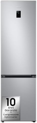 Samsung EcoFlex AI RB38C672CSA/EF Frigorifero Combinato, WiFi, SpaceMax, Total No Frost, All Around Cooling, Motore Digital Inverter Garantito 20 Anni, 390 L, LxAxP: 59,5 x 203 x 65,8 cm, Silver Inox