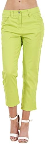 Ladies Crop Trousers Holiday Stretch 3/4 Summer Pockets Capri Pants