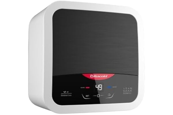 Racold Omnis DG 25L Vertical 5 Star Storage Water Heater (Geyser) Black Digital Display Touch Control Auto Diagnosis Suitable for High Rise Buildings Free Standard Installation & Pipes, Wall Mounting