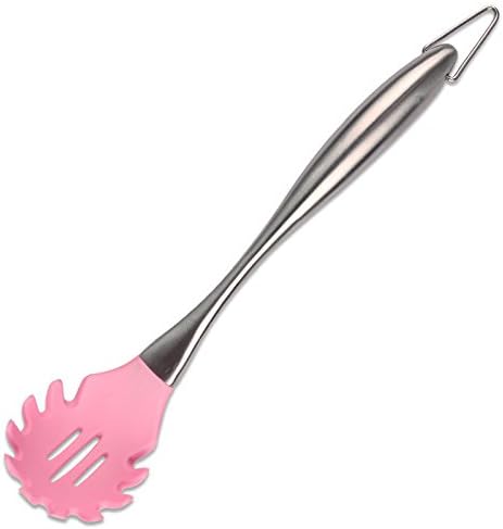 Kitchenware Dana Carrie Stainless Steel kitchen spatula 304 stainless steel silicone kitchen utensils heat resistant silicone spatula non-stick inner pot, pink-scoop