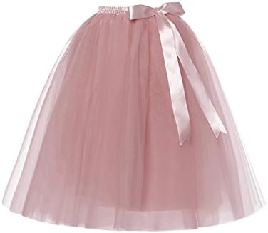 RuiyuhongE Lady's 5 Layers Tulle Princess Tutu Skirts Retro Dress Underskirt Petticoat (Medium, Blush)