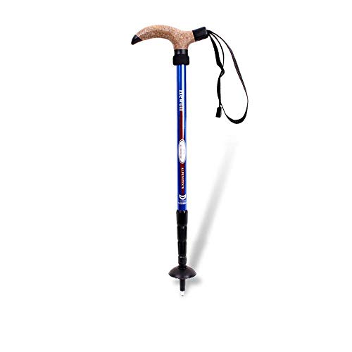 HealthyLife Aleación Aluminio Bastón Trekking Ultraligero Mango de Corcho en Forma de T Anti-Shock Bastones Ajustable,para Actividades Aire Libre Senderismo Blue