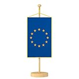 vereinsfahnen zubehör ✓ Banner-Maße: 15 x 25 cm Vispronet® Tischbanner Europa Komplettset ✓ Fahne & Halter aus Holz ✓ Kordel-Rand Gelb