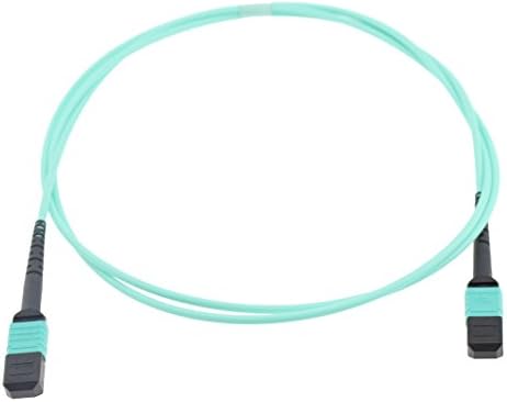 CableJoy MPO-12F-OM4-F2F-TA-10M 12 Fiber OM4 MPO Trunk Cable, Female to Female, Type-A Straight Through, 10 m (32.8'), Aqua