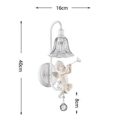 Preisvergleich Produktbild GOG Schöne und großzügige Wandleuchte Europäische Kristallengel Wandleuchte Einfache Einzelkopf Violine Schmiedeeisen Glas Lampenschirm Wohnzimmer Schlafzimmer Studie Garten Garten Veranda Villa Fixt