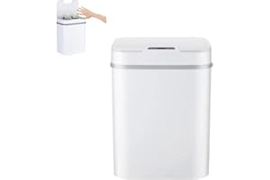 WMLBK Automatyczny kosz na śmieci, 12 l, z czujnikiem ruchu, automatyczny kosz na śmieci z pokrywą, bezdotykowy, do kuchni, łazienki, biura (biały)