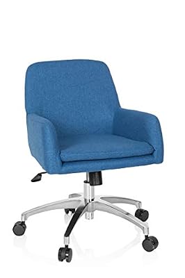 hjh OFFICE 670959 Fauteuil Rétro SHAKE 400 Tissu Bleu Fauteuil de bureau, chaise pour adolescent avec roulettes, réglable en hauteur