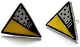 HandmadeHandpainted Shrink Plastic Earrings Yellow Triangle With Dots