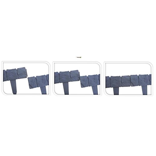 10er Set Beeteinfassung Gartenzaun Zierzaun ca. 250cm Stein-Optik Kunststoffzaun - 2