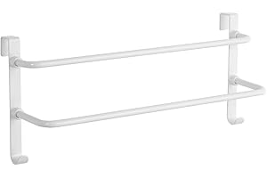 EMKE Double Porte-Serviettes, Porte-Serviettes à Suspendre sur la Porte de la Salle de Bain avec Crochets, en Acier Inoxydable, Grand Espace pour Cuisine, Toilettes, hôtel, Salle de Douche, radiateur