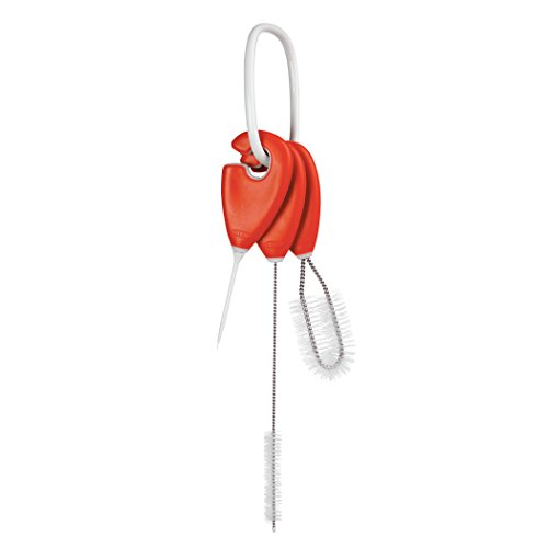 OXO Tot Baby Bottle Straw, Teat, Nipple and Sippy Cup Top Cleaning Set, Orange