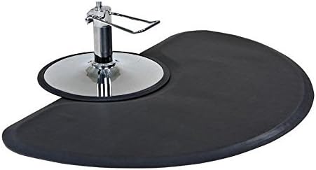 Black Semi-circle 5' X 3' 1/2 Thick Anti Fatigue Barber Salon Floor Mat by D Salon