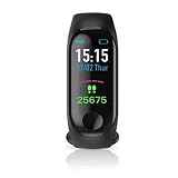 gengyouyuan Smart Armband M3 Smart Armband Farbbildschirm Armband Herzfrequenz Sport Schritt wasserdichtes Armband (Schwarz)