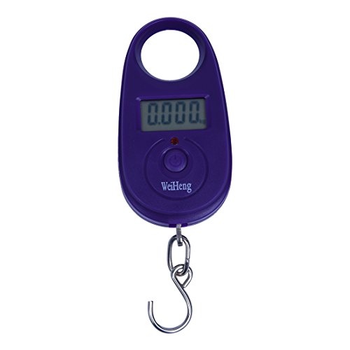 TOOGOO(R) 25kg/5g Digital Haengewaage Fischwaage Kofferwaage Federwaage Gepaeckwaage Violett