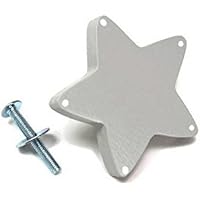 Bouton de meuble étoile gris clair en bois peint