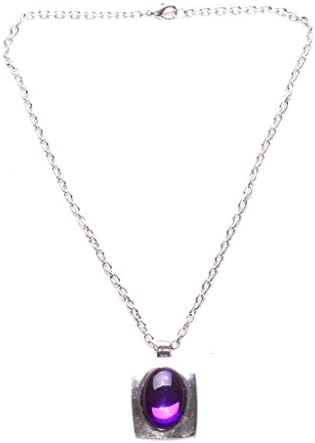 FreshFunkyFashion Ladies Bold Silver Retro Vintage Inspired Purple Gem Stone Pendant Unique (Zx59)