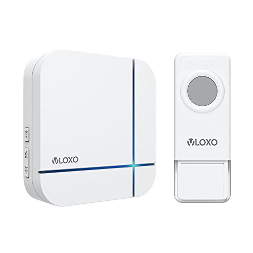 Preisvergleich Produktbild VLOXO Wireless Türklingel und Empfänger, Netzstecker Schnurloses Türklingel-Kit, Wasserdichte Türklingel funktioniert bei über 1000-Fuß Reichweite mit 52 Klingeltönen, keine Batterien für Empfänger erforderlich (weiß)