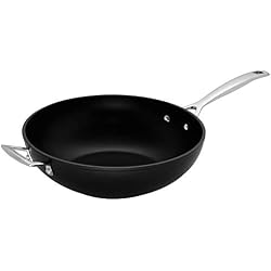 Le Creuset, Poêle Wok Anti-Adhérente en Aluminium Forgé, Ø 30 cm, Sans PFOA, Compatible avec Toutes Sources de Chaleur (y Compris Induction), Anthracite/Argenté