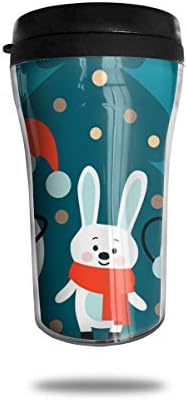 OUYouDeFangA Lovely Christmas Snowman And Bunny Travel Coffee Mug 3D Printed Portable Vacuum Cup,Insulated Tea Cup Water Bottle Tumblers For Drinking With Lid 8.54 Oz (250 Ml)
